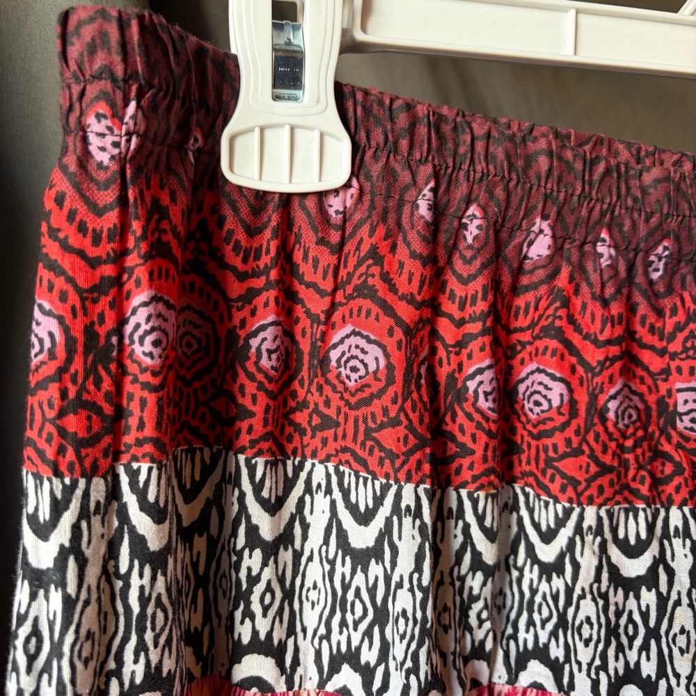 ELEMENTZ Patterned Maxi Skirt Ribbon Detail 100% Cotton Boho Eclectic MEDIUM - Picture 5 of 7